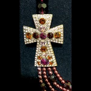 Heidi Daus retired purple cross necklace